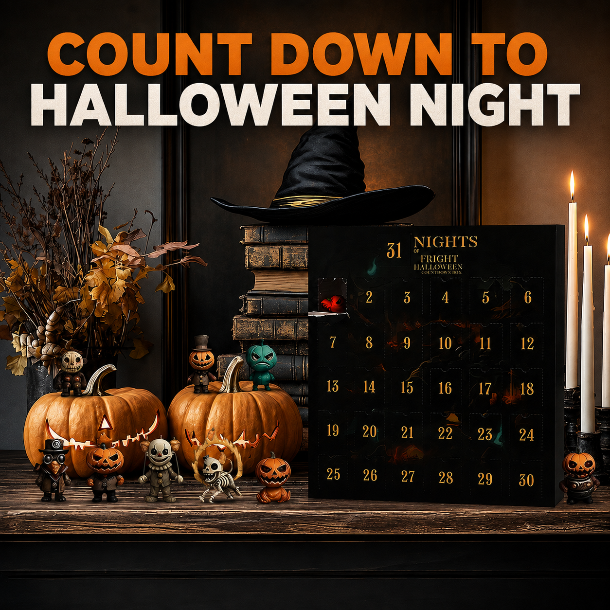 Relivic™ 31-Night Halloween Advent Calendar with Collectible Figurines