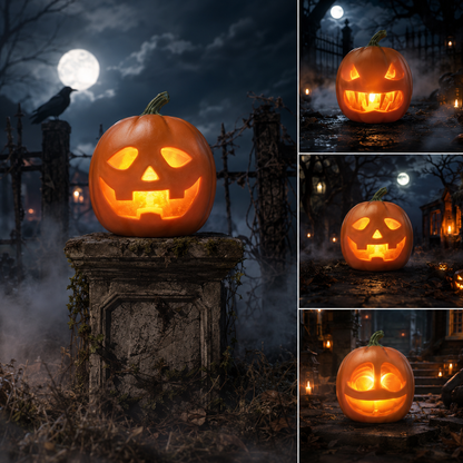 Animated Talking Pumpkin Halloween Decoration with Motion Sensor, Projector & Speaker