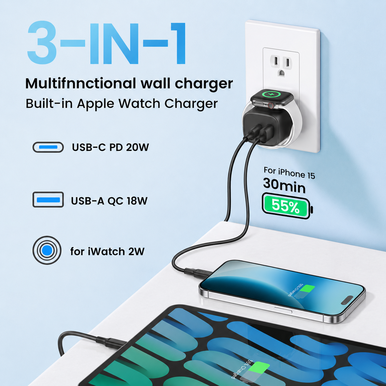 Relivic™ ChargeMate 3-in-1 Magnetic Charger