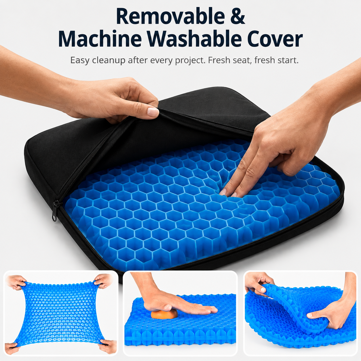 100% Gel Seat Cushion for Long Sitting Comfort