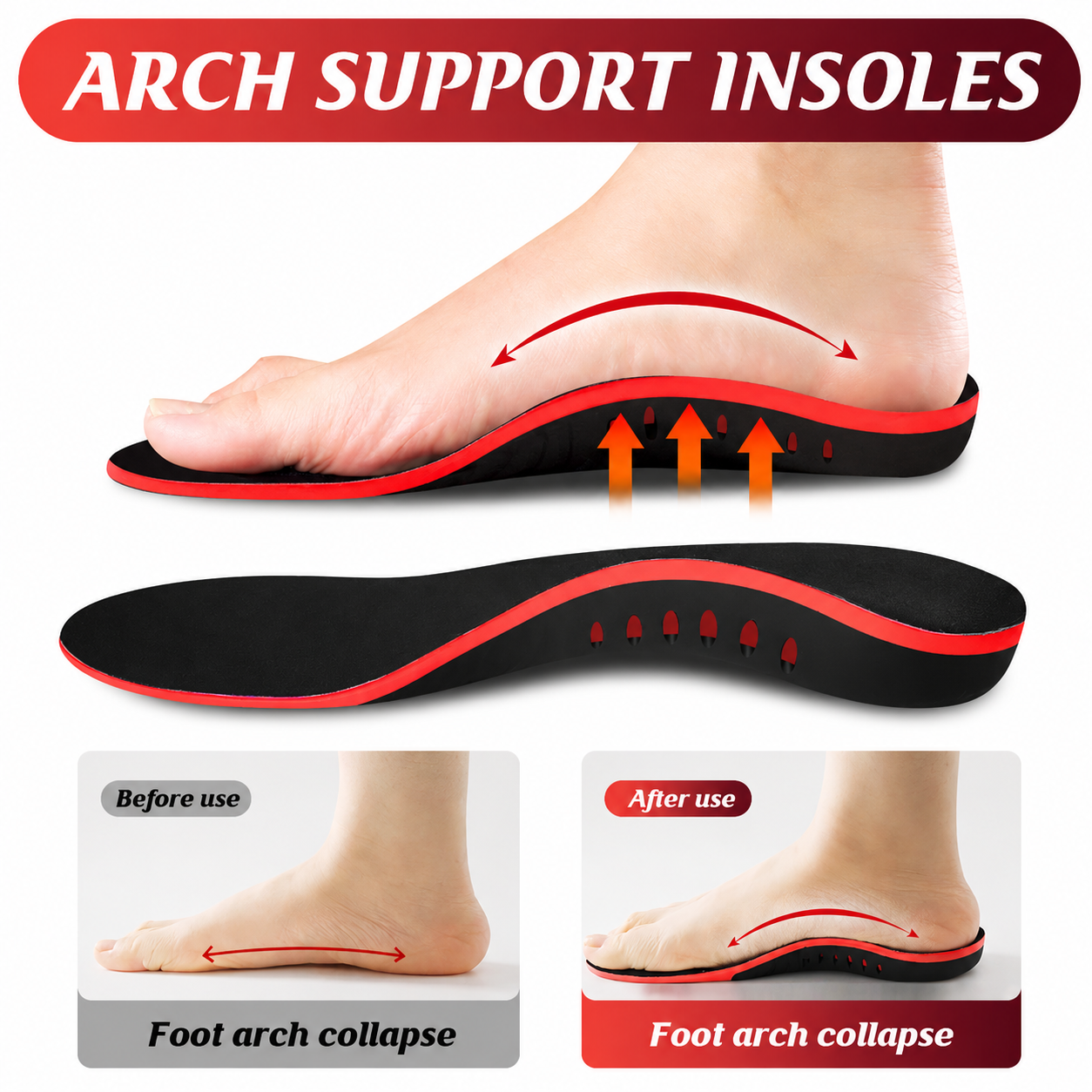 Orthopedic arch support insoles